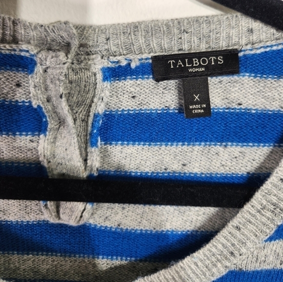 Talbots Gray and Blue Striped Sweater Wool Blend Womens 0X - Picture 4 of 7